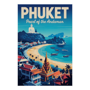 Phuket Thailand Retro-Reiseplakat-Kunst Poster