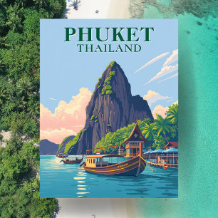 Phuket Thailand Strand Boot Kunst Postkarte