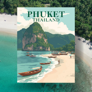 Phuket Thailand Strand Vintage Art Postkarte
