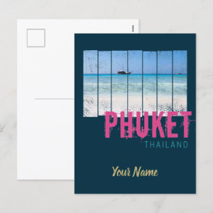 Phuket Thailand Vintag Beach Panorama Souvenir Feiertagspostkarte