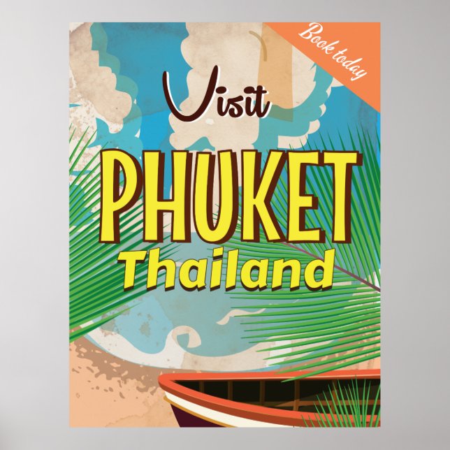 Phuket Thailand Vintage Reiseplakat Poster (Vorne)