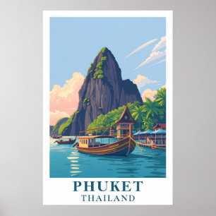 Phuket Thailand Vintage Tropische Insel Reise Kuns Poster