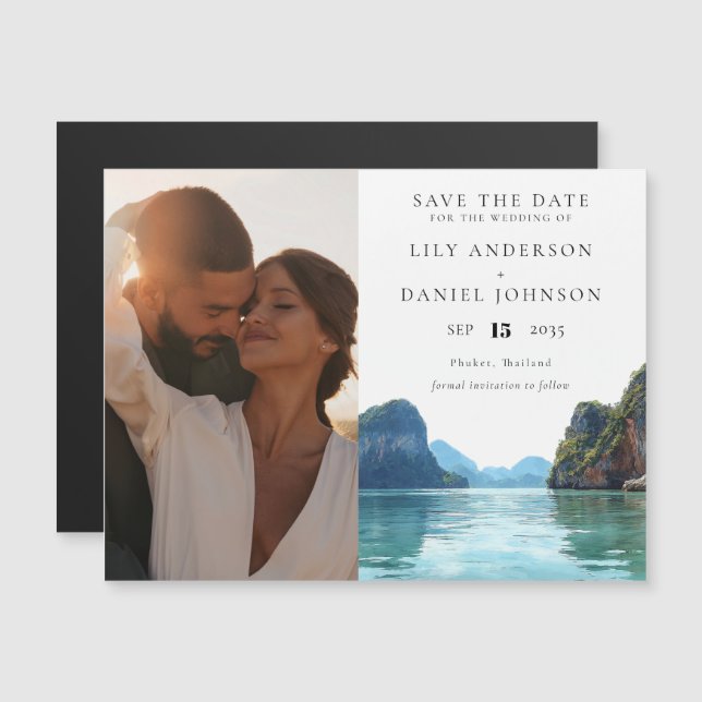 Phuket Thailand Wedding Photo Save The Date Magneteinladung (Vorne/Hinten)