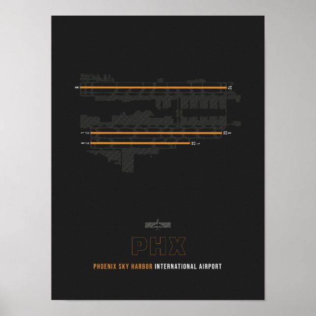 PHX - Phoenix Sky Harbor Airport Runway Diagramm A Poster (Vorne)