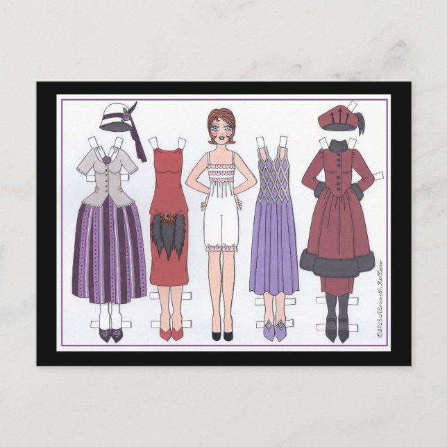 Phyllis, Art-Déco-Lady der 20er-Papierpuppe Postkarte (Vorderseite)