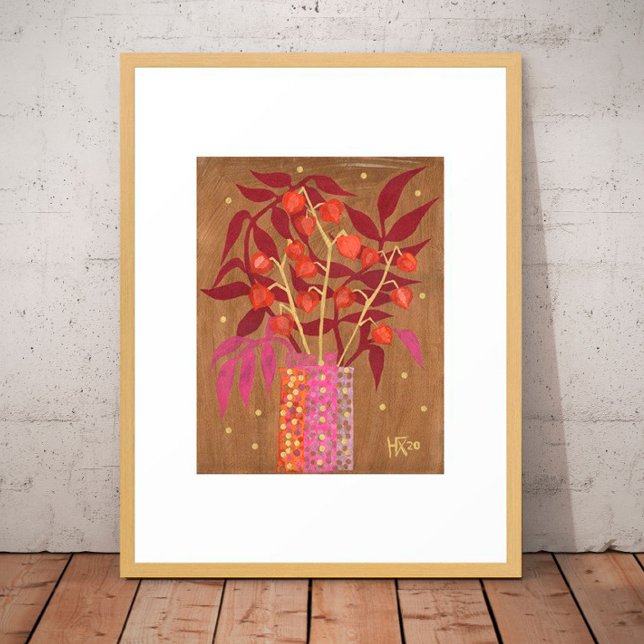 Physalis Chinese Lanterns Paper Collage Floral Art Poster (Von Creator hochgeladen)
