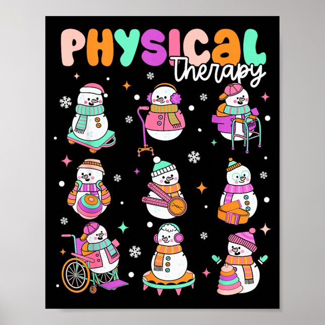Physical Therapy Christmas Shirt Pt Christmas Snow Poster (Vorne)