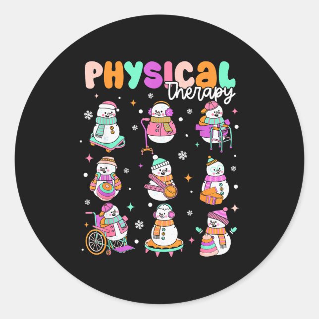 Physical Therapy Christmas Shirt Pt Christmas Snow Runder Aufkleber (Vorderseite)