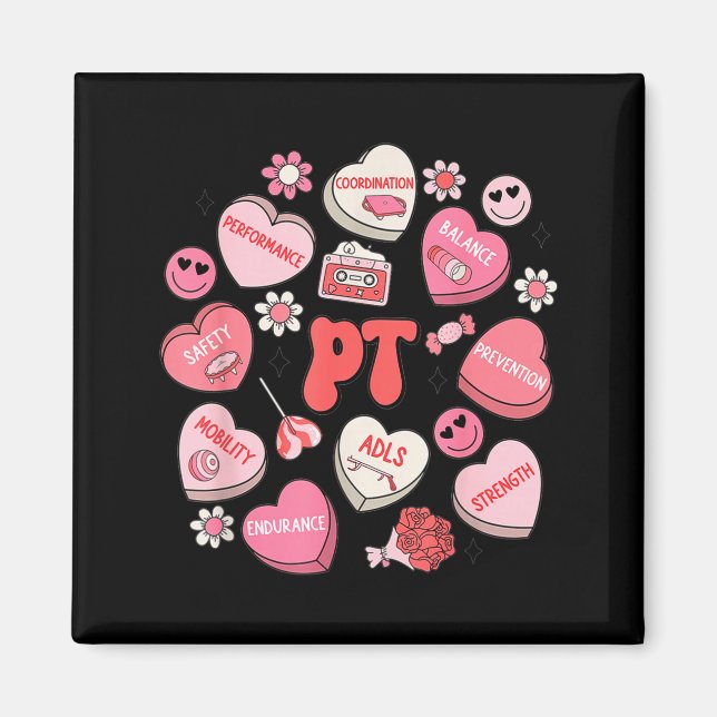 Physical Therapy Groovy Valentine's Day Heart Cand Magnet (Vorne)