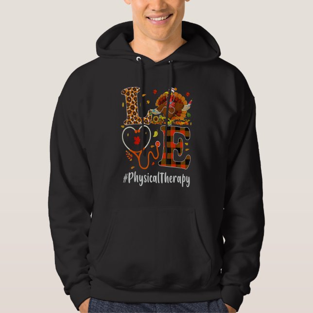 Physical Therapy Love Thanksgiving Leopard  Turkey Hoodie (Vorderseite)