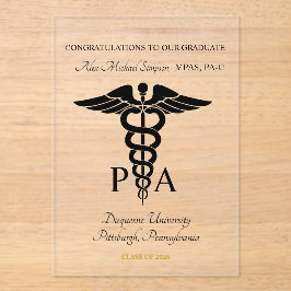 Physician Assistant Acrylic Graduate Announcement Acryleinladungen