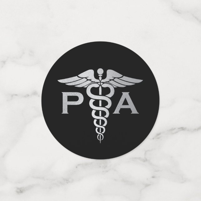 Physician Assistant PA Graduation Black Silver Konfetti (Klein Vorderseite)