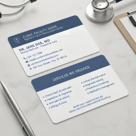 Physician Medical Clinic Minimalist Navy Blue Visitenkarte