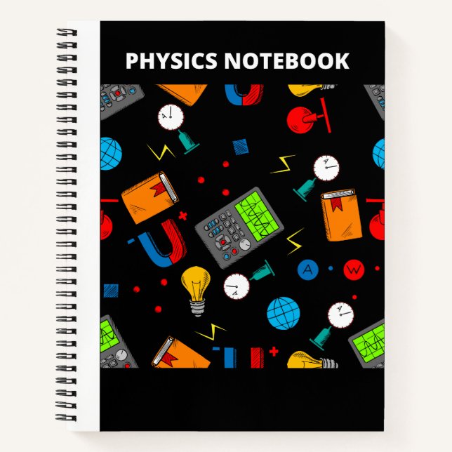PHYSICS ICONS(BLACK) NOTEBOOK NOTIZBUCH (Vorderseite)