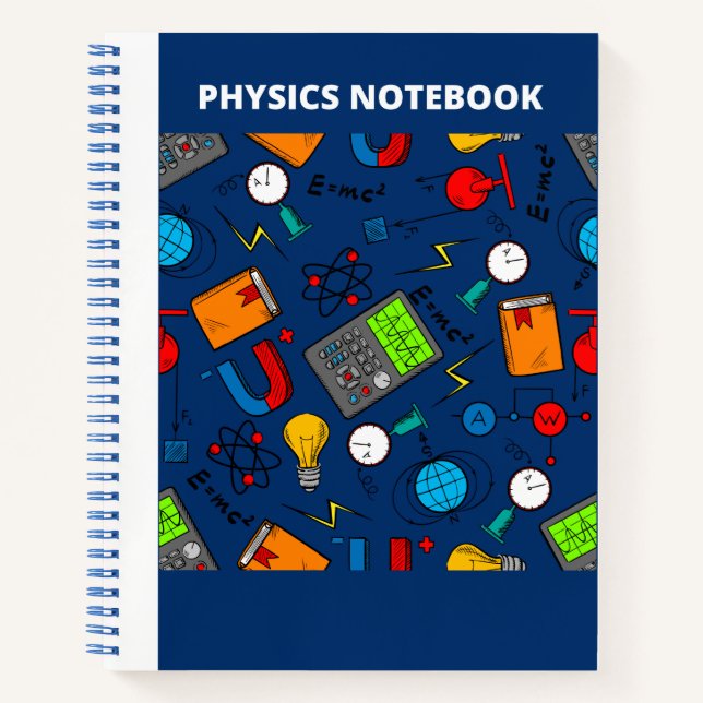PHYSICS ICONS(BLAU) NOTEBOOK NOTIZBUCH (Vorderseite)