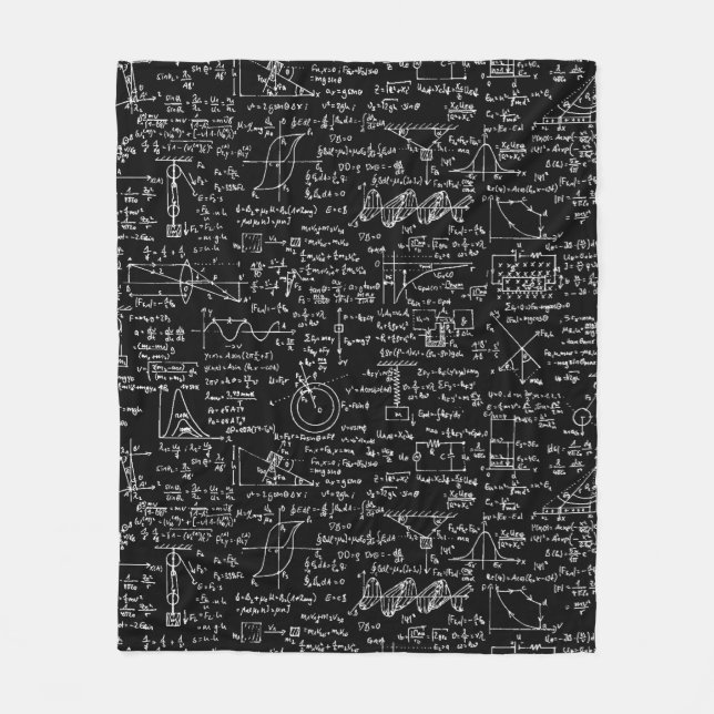 Physik-Gleichungen auf schwarzem // Fleecedecke (Vorderseite)