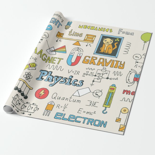 Physik. Handgezeichnet. Vintage Darstellung.  Geschenkpapier (Ungerollt)