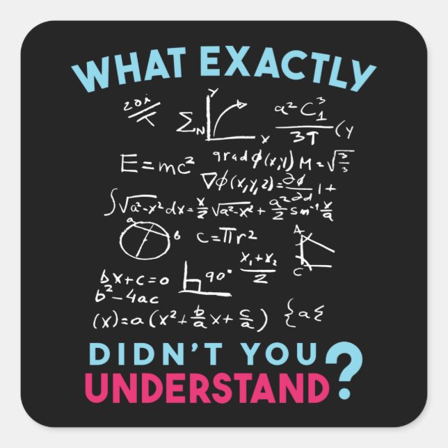 Physik Math Formel Joke Quadratischer Aufkleber (Vorderseite)