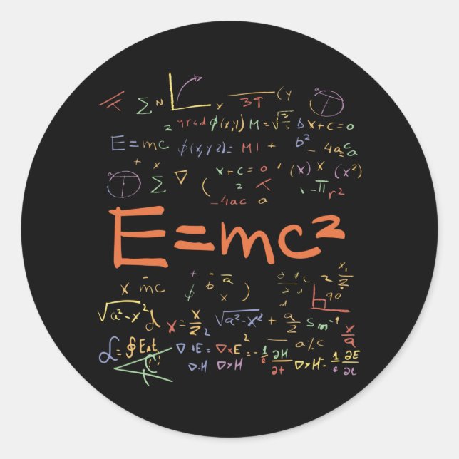 Physik und Mathematik Formeln EMC2 Runder Aufkleber (Vorderseite)