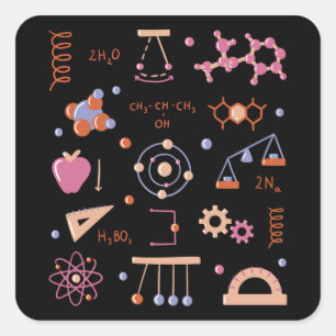 Physikalische Elemente Quadratischer Aufkleber