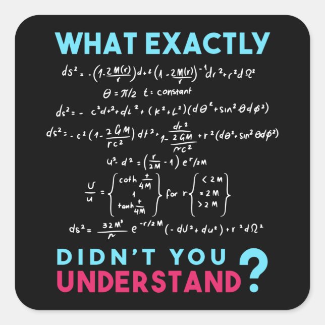 Physikalische Formel Joke lustige Mathe Quadratischer Aufkleber (Vorderseite)