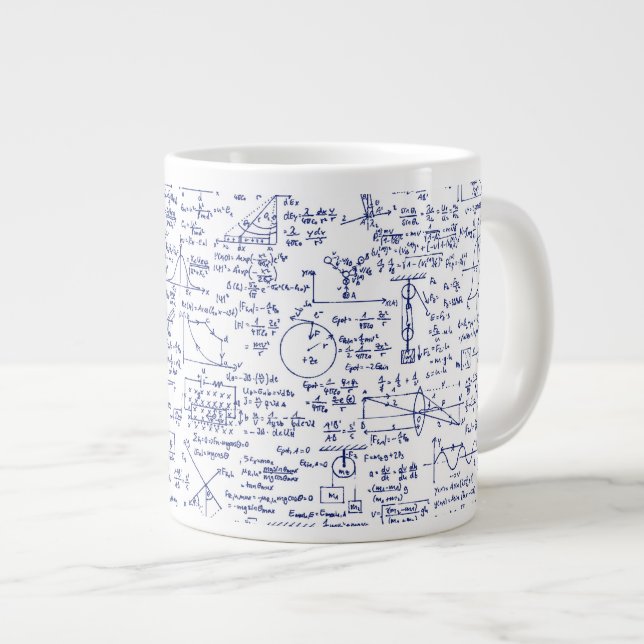 Physikalische Gleichungen in Blue Pen // Jumbo-Tasse (Vorderseite Rechts)