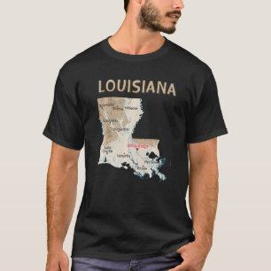 Physikalische Karte des Flusses Louisiana mit den T-Shirt