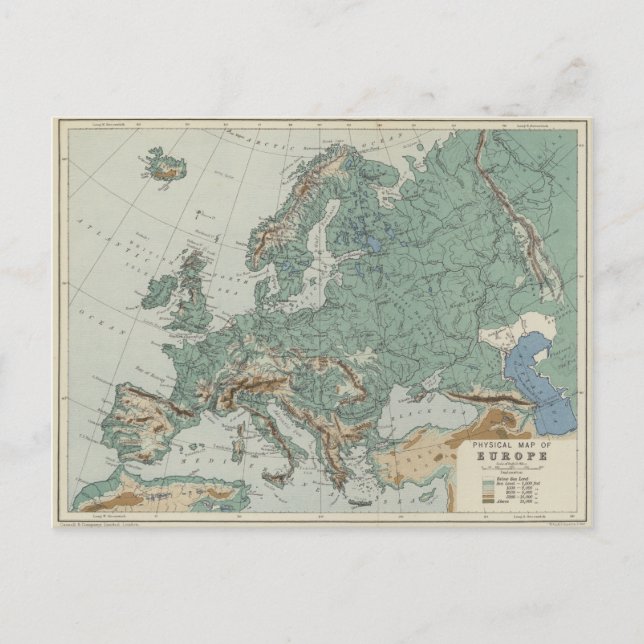 Physikalische Karte Europas (Vorderseite)