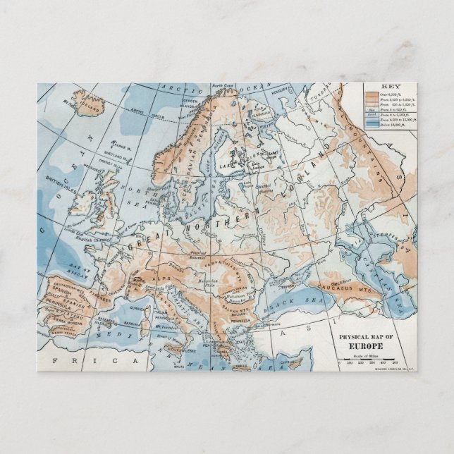 Physikalische Karte Europas (1916) (Vorderseite)