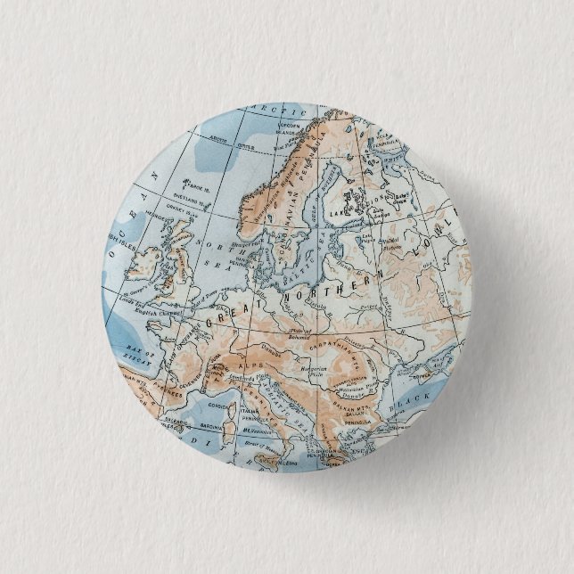 Physikalische Karte Europas (1916) Button (Vorderseite)