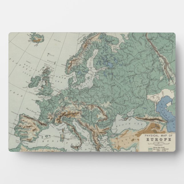 Physikalische Karte Europas Fotoplatte (Vorderseite)