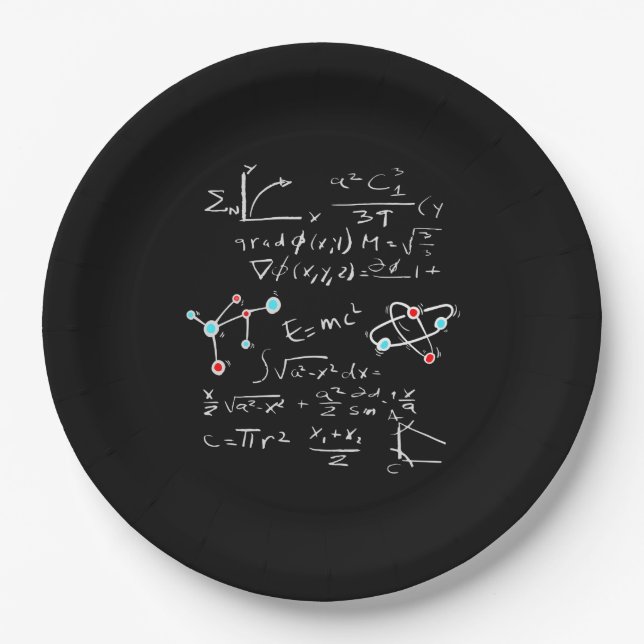 Physikalische Math Formel Lehrer Student Atoms und Pappteller (Vorderseite)