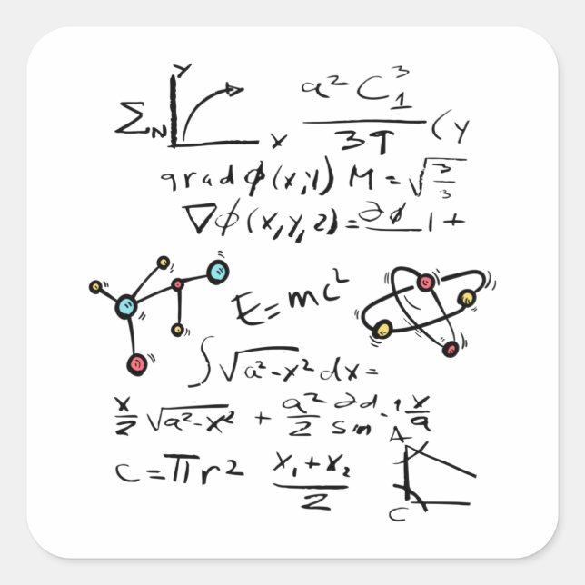 Physikalische Mathematik Formel Lehrer Student Mol Quadratischer Aufkleber (Vorderseite)
