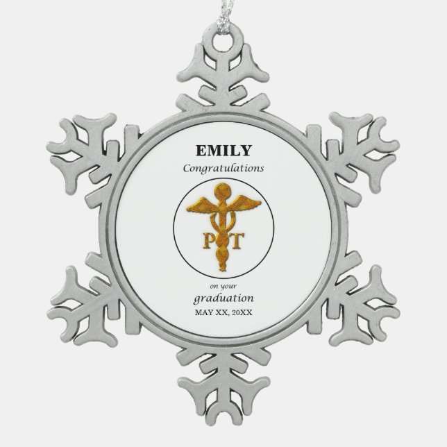 Physikalische Therapie Abschluss Glückwünsche Schneeflocken Zinn-Ornament (Vorderseite)