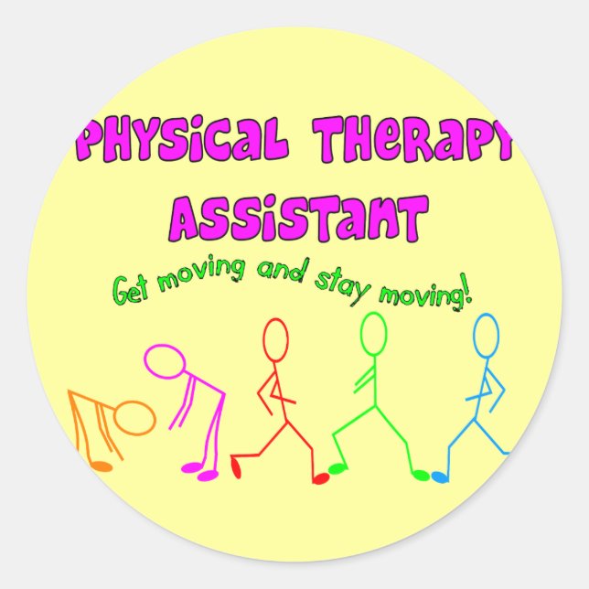 Physikalische Therapie Assistant Stick People Desi Runder Aufkleber (Vorderseite)
