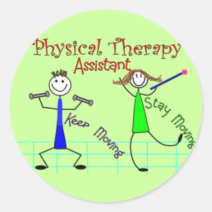 Physikalische Therapie Assistant Stick People Desi Runder Aufkleber