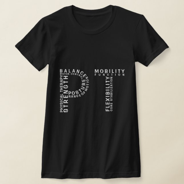 Physikalische Therapie "PT" Word Art T - Shirt (Ablage )