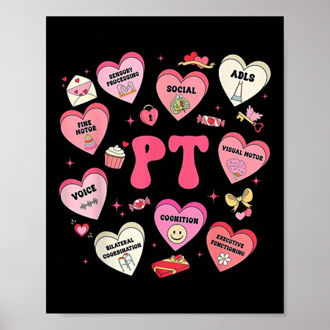 Physikalischer Therapeut Valentinstag Herz Poster (Vorne)