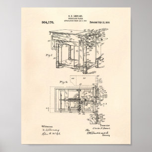 Physiker Tabelle 1910 Patent Art Old Peper Poster