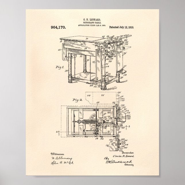 Physiker Tabelle 1910 Patent Art Old Peper Poster (Vorne)