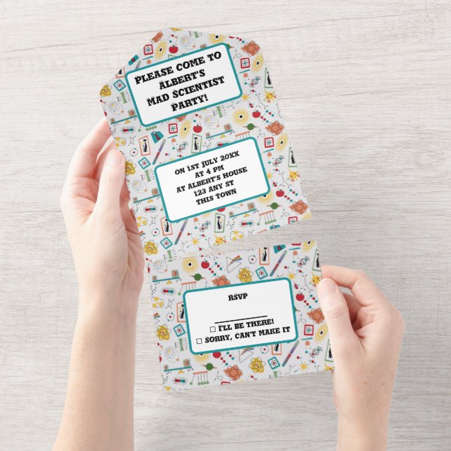 Physikkataster des modernen Atomzeitalters Mitte d All In One Einladung (Abreißtisch)