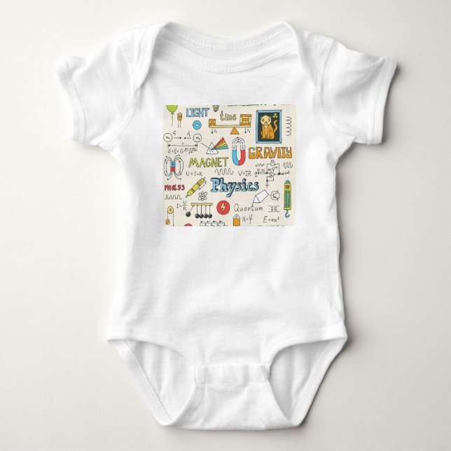 Physikkonzepte, handgezeichnet Vintager Stil. Baby Strampler (Vorderseite)