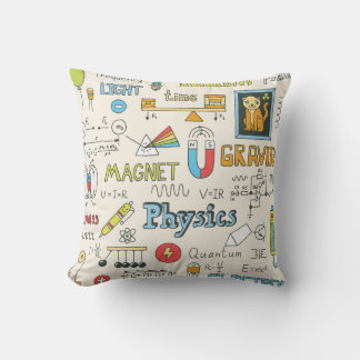 Physikkonzepte, handgezeichnet Vintager Stil. Kissen