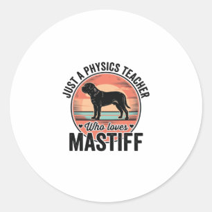 Physiklehrer liebt Mastiff Vintage-Hund-Shirt_1 Runder Aufkleber