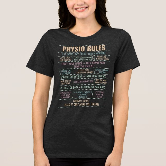 Physio Regeln Lustig Tri-Blend Shirt (Vorderseite)