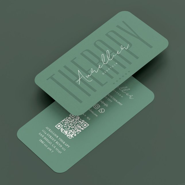 Physiologe Dusty, Aquamariner Therapeut Visitenkarte (Modern Therapist Physiologist Dusty Teal Script Business Card
)