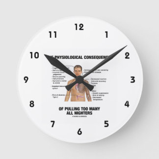 Physiologische Konsequenzen, die alles Nighters Runde Wanduhr