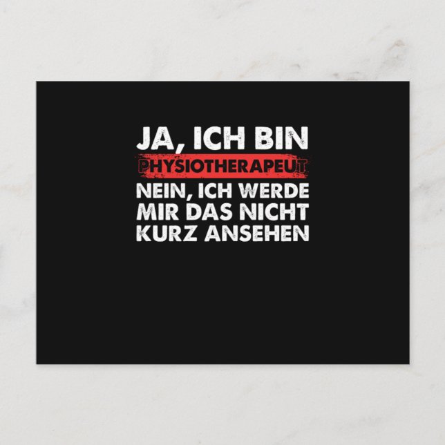 Physiotherapeut Arzt Medizin Physiotherapie Therap Postkarte (Vorderseite)