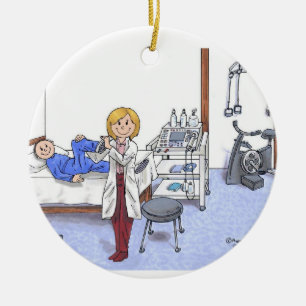 Physiotherapeut, Blonde - Personalisierter Cartoon Keramik Ornament