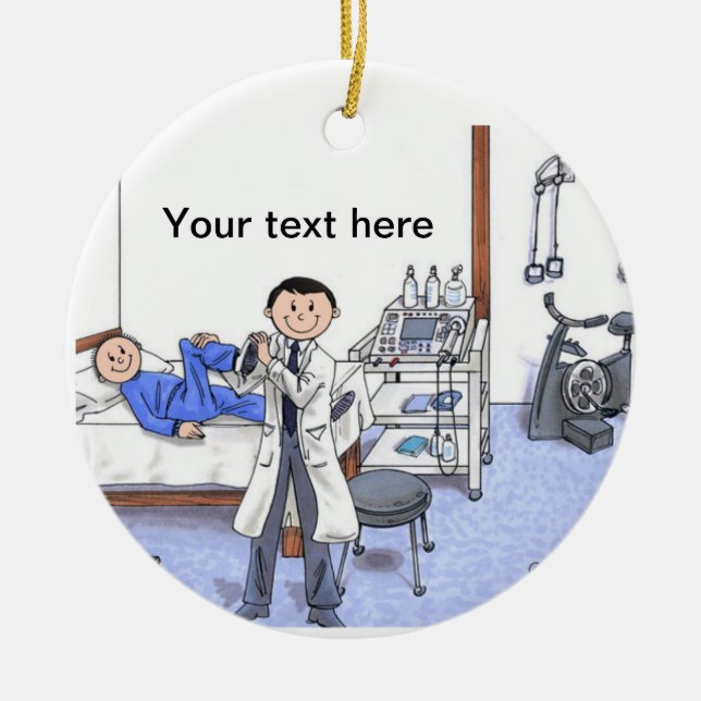 Physiotherapeut, männlich - schwarzes Haar Keramik Ornament (Vorne)
